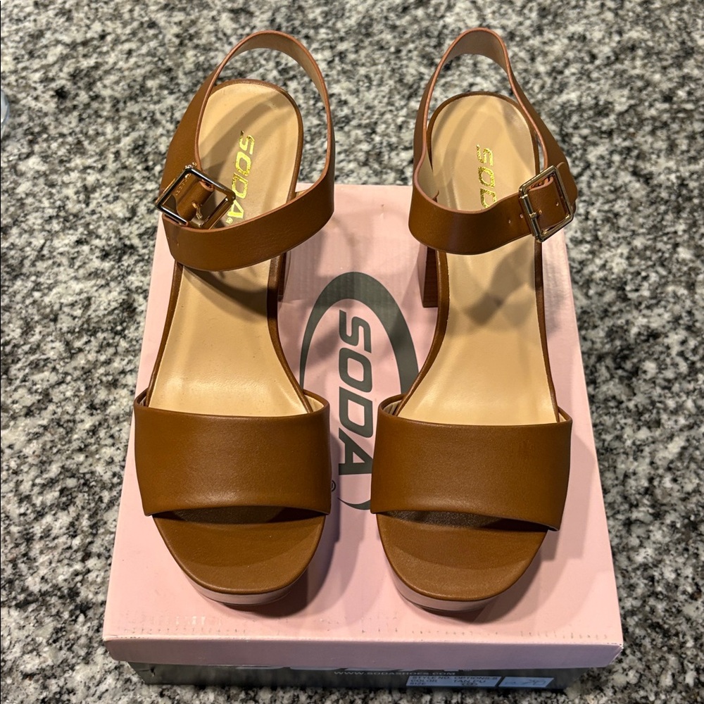 Soda Tan Platform Sandals
